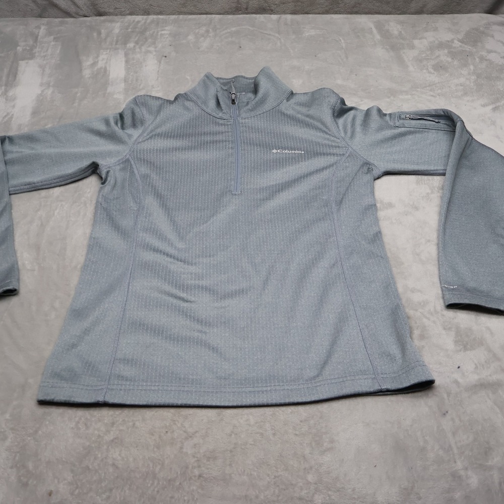 Columbia Shirt Womens Medium Blue Park View Grid 1/2 Zip Fleece Pullover Hiking